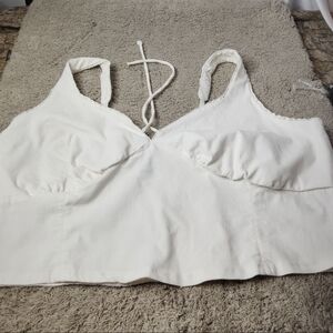 Woman's White Crop Top With Smocked Back - Wild Fable - 4X
